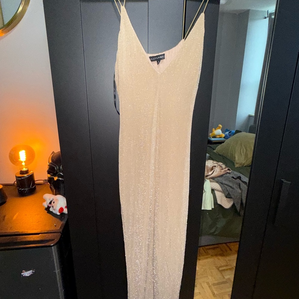 JLUXLABEL Tan Ribbed Sheath Maxi Dress - Picture 3 of 3